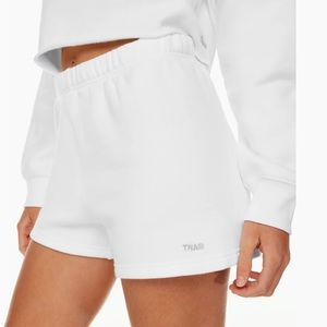 Aritizia TNA Cozy Fleece High Waisted Shorts in White